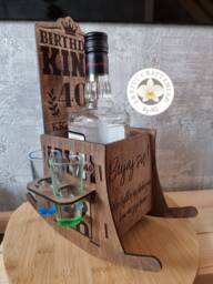 Personalized Engraved Rocking Chair, Rack Holder For Alcohol & Glasses, Funny Gift Birthday, Wooden Whiskey Wine Vodka