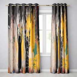 Children Reaching For Colourful Paint Drips Graffiti Creative Wall Art Home Decor Readymade Eyelet Ring Top Thermal 100% Blackout Curtains