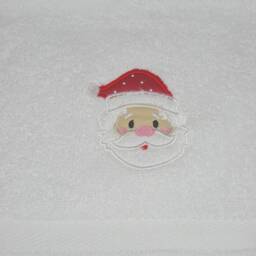 Embroidered Christmas Towels - Guest & Bath With Santa Claus Design - Handmade Gift Festive Bathroom Decor - thumbnail 4