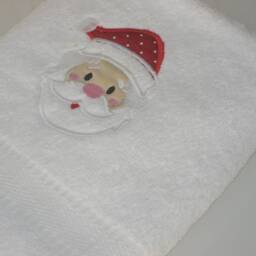 Embroidered Christmas Towels - Guest & Bath With Santa Claus Design - Handmade Gift Festive Bathroom Decor - thumbnail 3