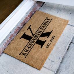 Monogram Doormat - Welcome Mat Custom With Family Name Est Date Wedding Gift Housewarming - thumbnail 2