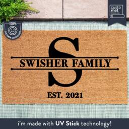 Monogram Doormat - Welcome Mat Custom With Family Name Est Date Wedding Gift Housewarming - thumbnail 1