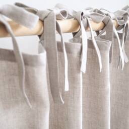 Linen Curtain Made Of Medium Linen - 160 G/M2. Tie Top - thumbnail 3