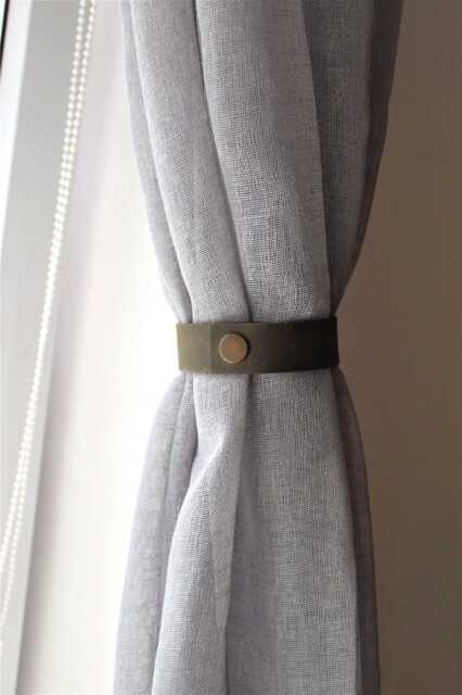 Minimalist Leather Curtain Tie Back, Drape Holder Window Treatment Strap - image 1