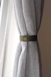 Minimalist Leather Curtain Tie Back, Drape Holder Window Treatment Strap