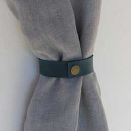 Minimalist Leather Curtain Tie Back, Drape Holder Window Treatment Strap - thumbnail 3