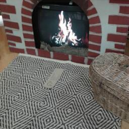 Handwoven Wool Area Rug 4x6 Ft Geometric Scandinavian Design - thumbnail 3