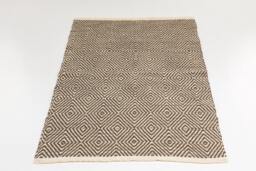 Handwoven Wool Area Rug 4x6 Ft Geometric Scandinavian Design - thumbnail 1