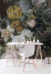 Painting Flowers Removable Wallpaper, Peel & Stick, Floral Bouquet, Self Adhesive, Repositionable, Wall Decor, Adhesive, Decal #113