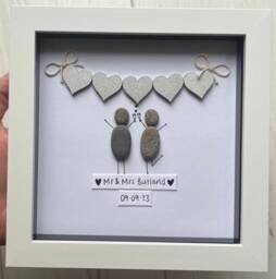 Wedding Gift, Pebble Picture, Personalised Gift For Couple, Mr & Mrs Present - thumbnail 3
