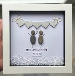 Wedding Gift, Pebble Picture, Personalised Gift For Couple, Mr & Mrs Present - thumbnail 2