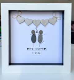 Wedding Gift, Pebble Picture, Personalised Gift For Couple, Mr & Mrs Present - thumbnail 1