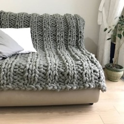 Super Chunky Knit Blanket, 24x59 Inches 60x150 cm, Throw, Wool Throw - thumbnail 3