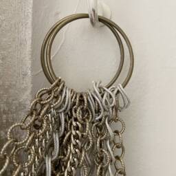 Set Of 2 X Curtain Tiebacks, Antiqued Bronze & Silver Chains - Drapery Holders With Crystal Pendants - thumbnail 3