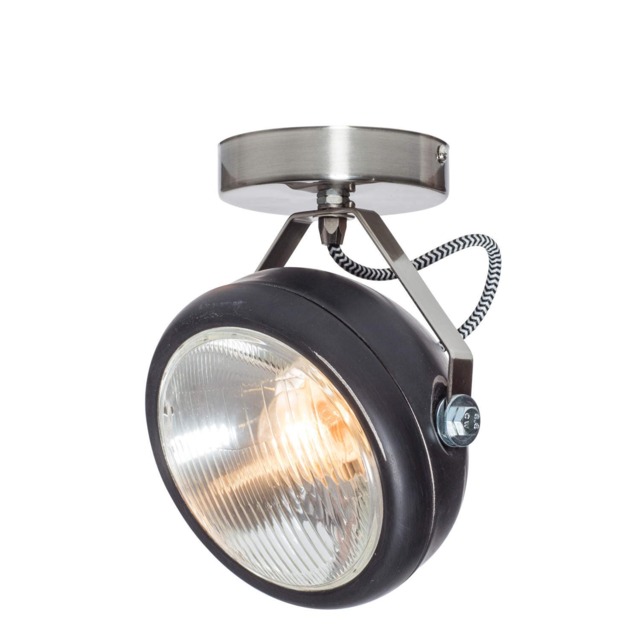 No.7 Vintage Spotlight in Black - Lamp Made Of Headlight Handmade Wall Or Ceiling Light Industrial Interior - image 1