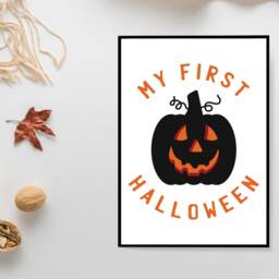 My First Halloween Baby Print - Purple Festive Fall Autumn Poster Home Decor Gift Bespoke A5 A4 A3 Framed - thumbnail 3