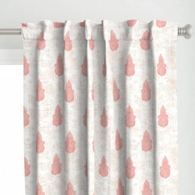 Mandala Curtain Panel - India Pink Coral Bohemian Custom Boho Neutral-Coral Turpentine Cloth By Helenpdesigns - image 1