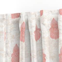 Mandala Curtain Panel - India Pink Coral Bohemian Custom Boho Neutral-Coral Turpentine Cloth By Helenpdesigns - thumbnail 3