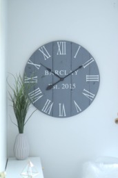 Large Farmhouse Wall Clock Slate Gray Barn Wood, 25/30