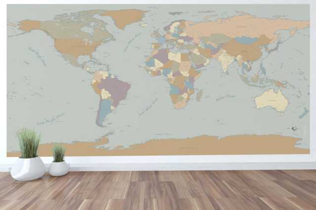 "Giant World Map Mural Wall Art Decal 59""x30"" Or 96""x48" - image 1