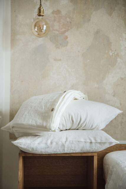 Off White Linen Bedding Set, Duvet Cover & Pillowcases, King/Queen - image 1