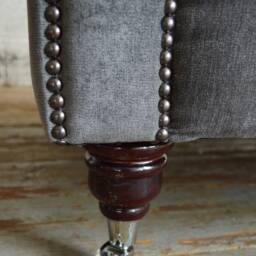 Handmade Slate Grey Velvet Chesterfield Snuggle Armchair - thumbnail 4