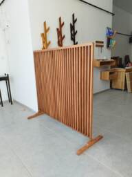 Custom Wooden Room Divider Freestanding Privacy Screen, Made To Order - thumbnail 1