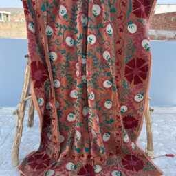 Velvet Suzani Quilt - Hand Embroidered Floral Medallion Bedding - thumbnail 3