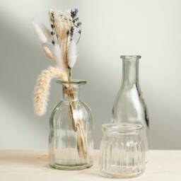 Vintage Style Glass Bud Vases Ribbed Tablescape Centerpiece - thumbnail 3