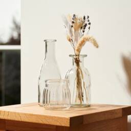 Vintage Style Glass Bud Vases Ribbed Tablescape Centerpiece - thumbnail 1