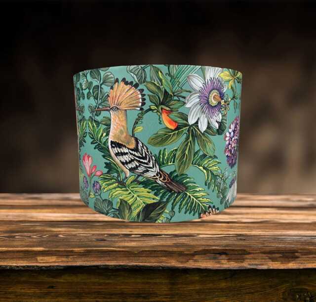 Tropical Bird Lampshade For Ceiling & Table Lamps, Exotic Jungle Drum Light Shade - image 1