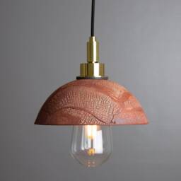 Kingii Ceramic Dome Bathroom Pendant Light Red Iron 7.75