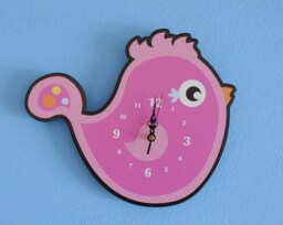Pink Cartoon Bird - Wall Clock