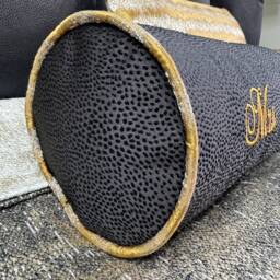 "Black & Gold Personalised Cushion Bolster 16"" X 6" - thumbnail 3