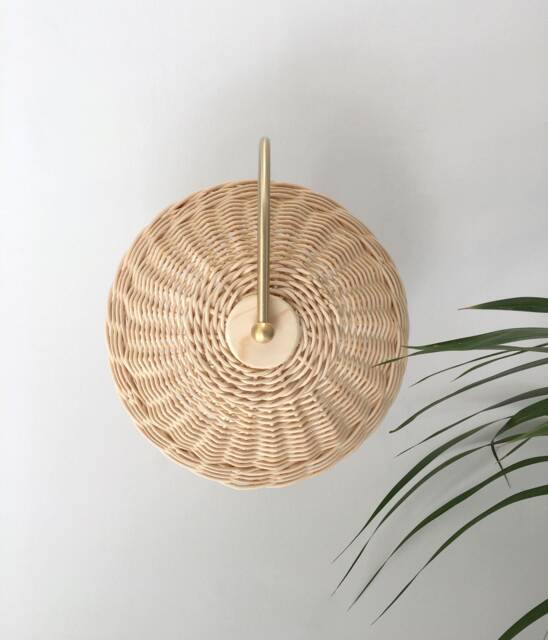 Rattan Sconce Light Minimal Wall Bamboo Woven Lamp [Ariana] - image 1