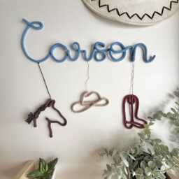 Personalized Cowboy Themed Name Sign For Nursery Wall Or Kids Room Door Decor - thumbnail 3