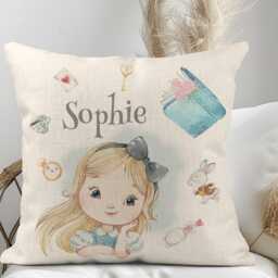 Personalised Alice in Wonderland Cushion, Girls Bedroom Pillow, Nursery Decor - thumbnail 2