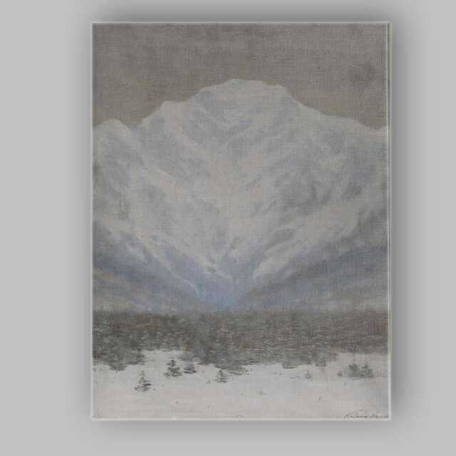 Minimalist Snow Covered Mountain Winter Landscape Painting Canvas Wall Art Print Decor Picture Ready To Hang - image 1