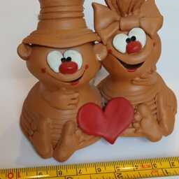 Terracotta Hand-Made Valentines - Fun Couple Figurine New - thumbnail 2