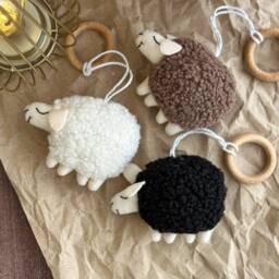 Boucle Sheep Ornament, Baby Gym Felt Baby Hanging Toys, Neutral Newborn Toy, Shower Gift, Toy - thumbnail 3