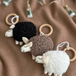 Boucle Sheep Ornament, Baby Gym Felt Baby Hanging Toys, Neutral Newborn Toy, Shower Gift, Toy - thumbnail 2