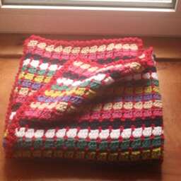 Crochet Striped Block Stitch Multi-Coloured Blanket - thumbnail 2