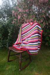 Crochet Striped Block Stitch Multi-Coloured Blanket