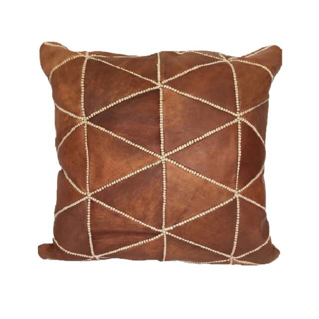 Handmade Camel Brown Leather Pillow Cover Luxury Decorative Cushion - image 1