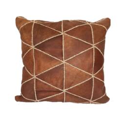 Handmade Camel Brown Leather Pillow Cover Luxury Decorative Cushion - thumbnail 1