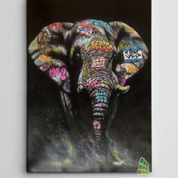 Graffiti Elephant Canvas Art Wall Print Picture Banksy Style Abstract Animal Framed Home Decor -D10 - thumbnail 2