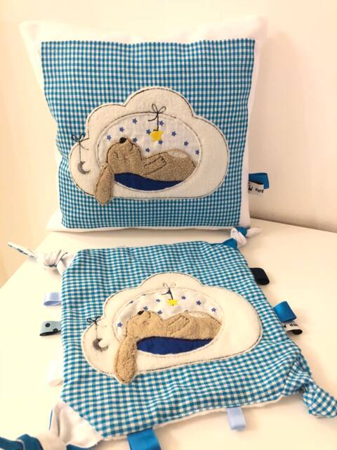 Savings Set Pillow & Cuddly Blanket With Applied Bunny Gift For A Birthday Birth Gift Set - image 1