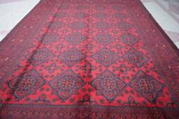 Large Afghan Rug, 11.0 X 8.0 Ft, Handmade Rug, Patnoos Gul Rug , Turkmen Bukhara Area Oriental 8X11, Living Room Rug - thumbnail 1