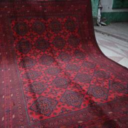 Large Afghan Rug, 11.0 X 8.0 Ft, Handmade Rug, Patnoos Gul Rug , Turkmen Bukhara Area Oriental 8X11, Living Room Rug - thumbnail 2