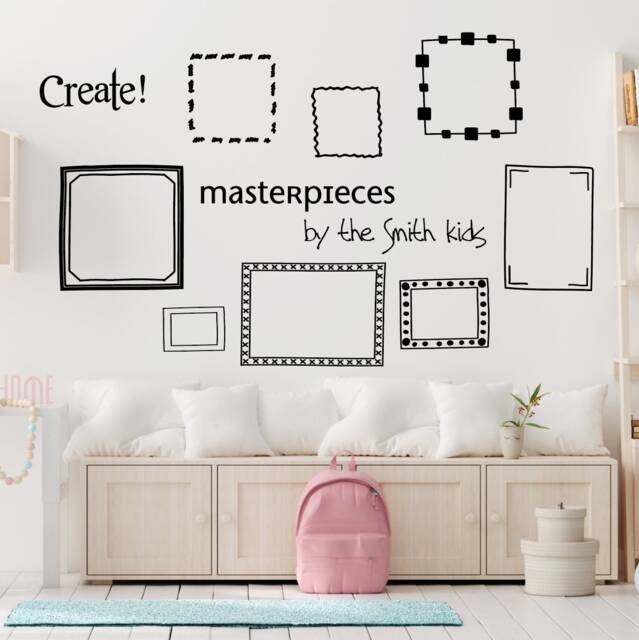 Personalized Kids Art Display Frames, Custom Look What I Made Vinyl Decals, Homework Picture Frame Wall Decor, Masterpieces Artwork - image 1